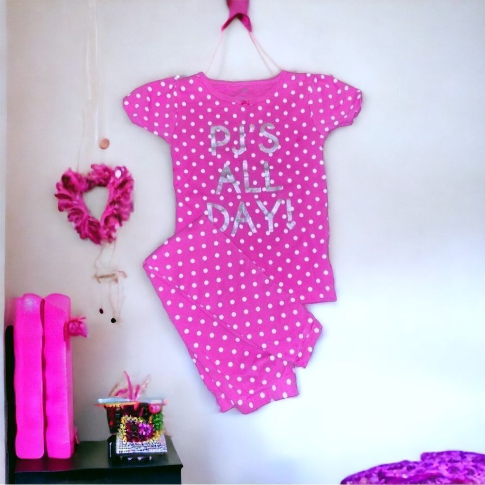 Simple Joys l Girls PJ Set l PJ’s All Day l Pink & White Polka Dotted l 5T l EUC